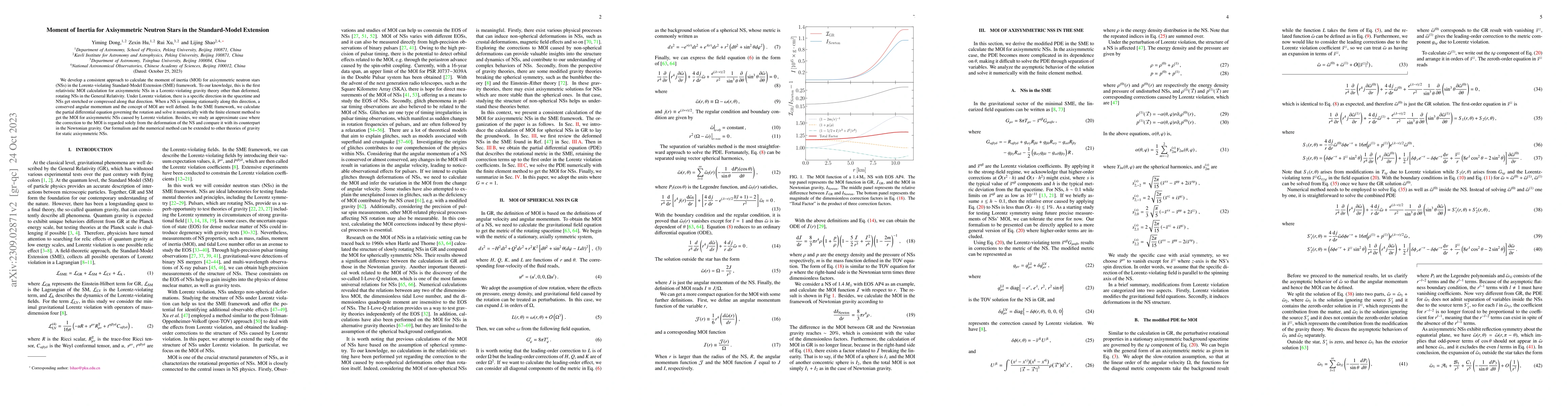 Thumbnail for Moment of Inertia for Axisymmetric Neutron Stars in the Standard-Model
  Extension
