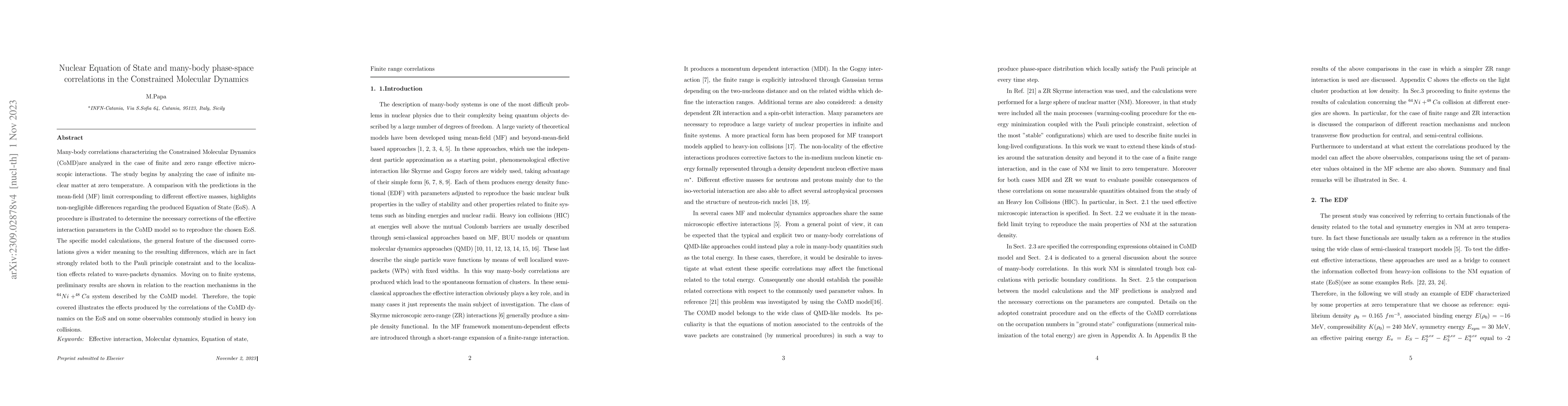 Thumbnail for Nuclear Equation of State and many-body phase-space correlations in the
  Constrained Molecular Dynamics