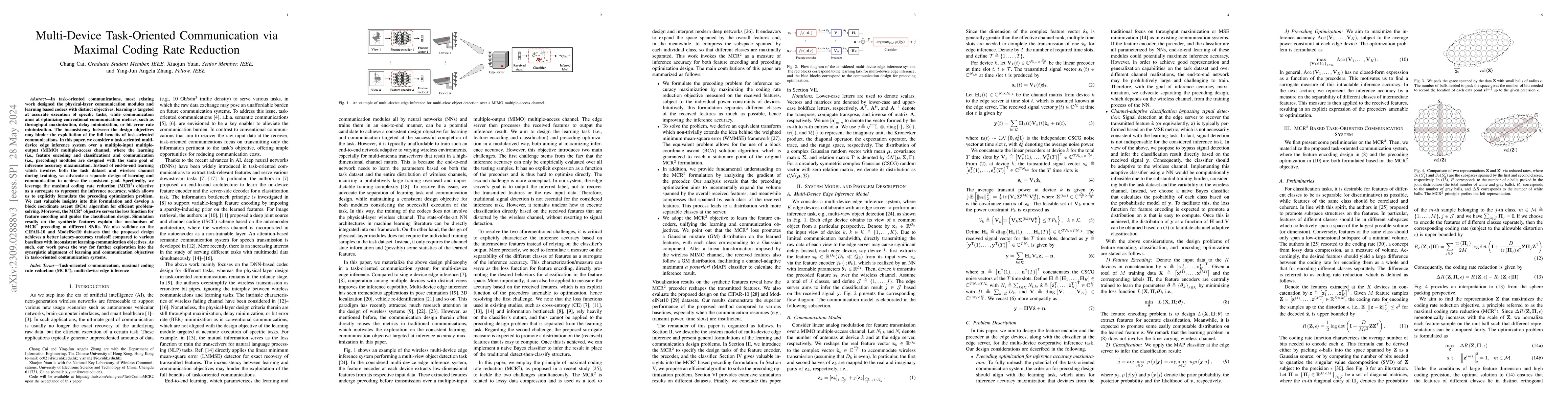 Thumbnail for Multi-Device Task-Oriented Communication via Maximal Coding Rate
  Reduction