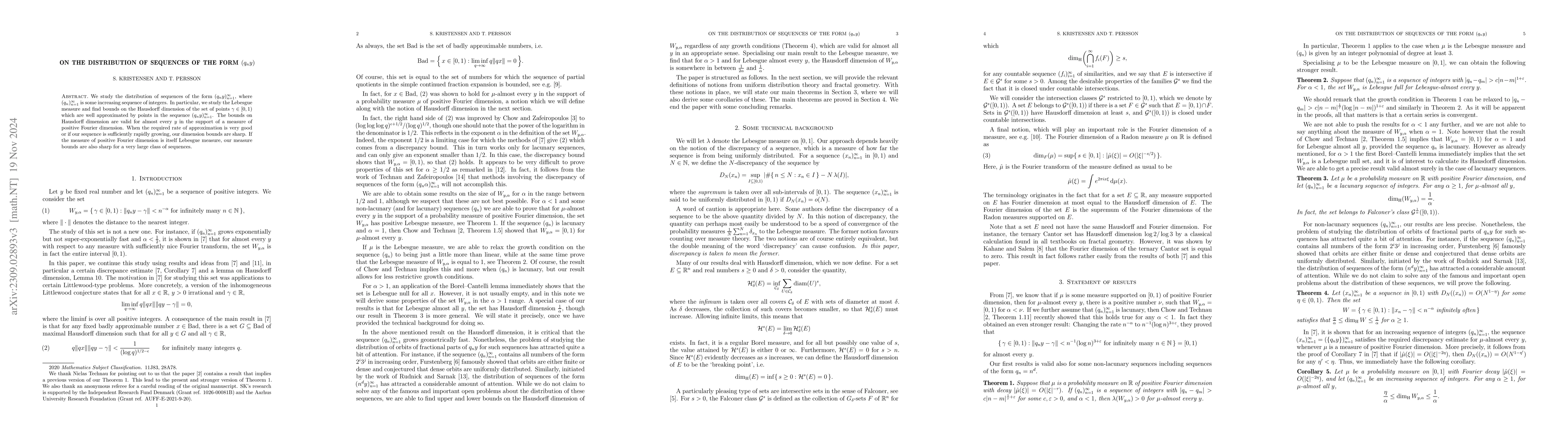 Thumbnail for On the distribution of sequences of the form $(q_ny)$