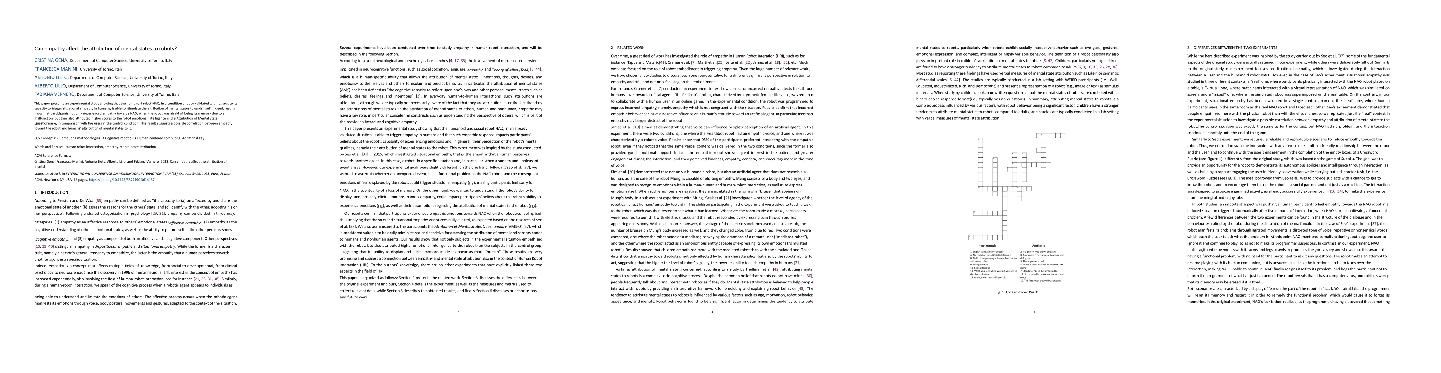 Thumbnail for Can empathy affect the attribution of mental states to robots?