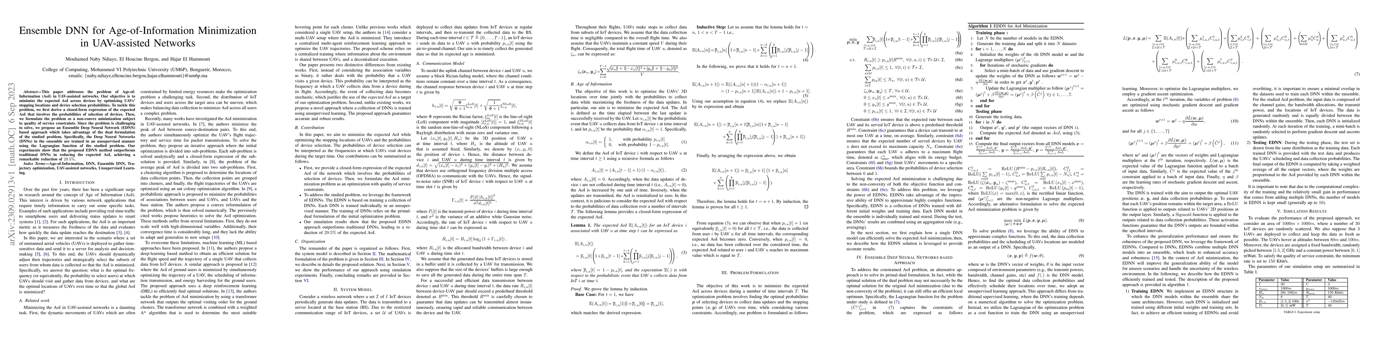 Thumbnail for Ensemble DNN for Age-of-Information Minimization in UAV-assisted
  Networks