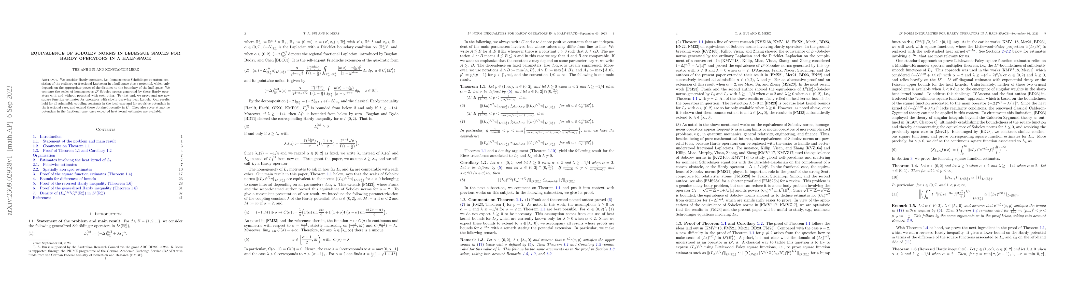 Thumbnail for Equivalence of Sobolev norms in Lebesgue spaces for Hardy operators in a
  half-space