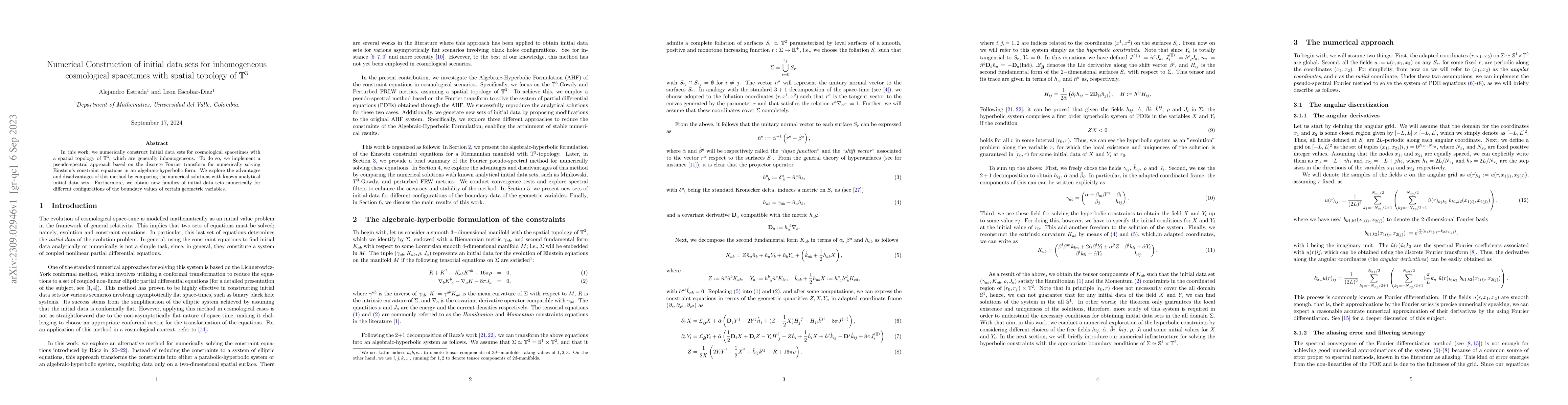 Thumbnail for Numerical Construction of initial data sets for inhomogeneous
  cosmological space-times with spatial topology of $\mathbb{T}^3$