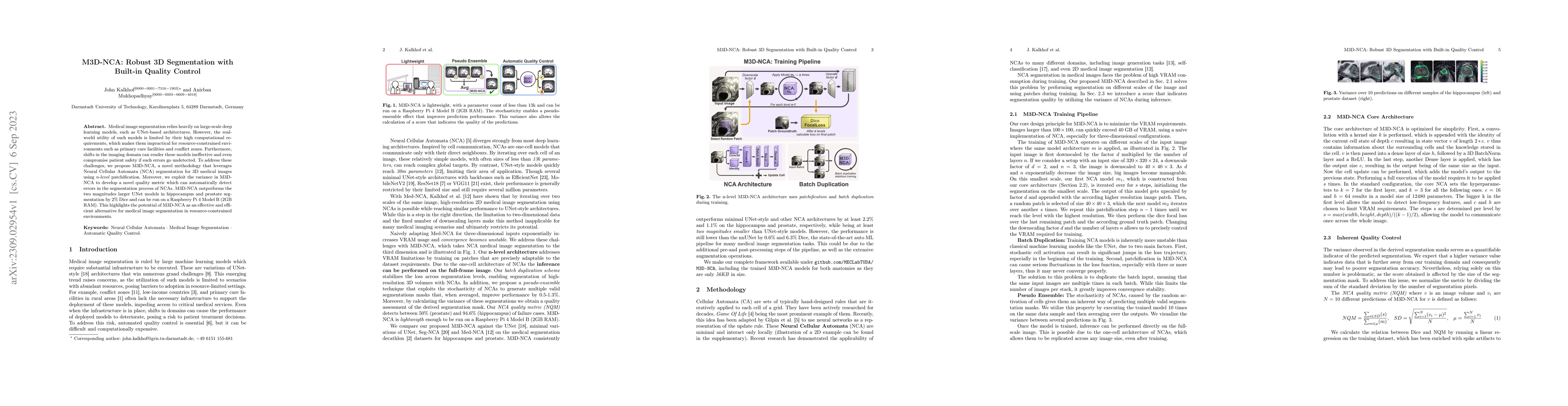 Thumbnail for M3D-NCA: Robust 3D Segmentation with Built-in Quality Control