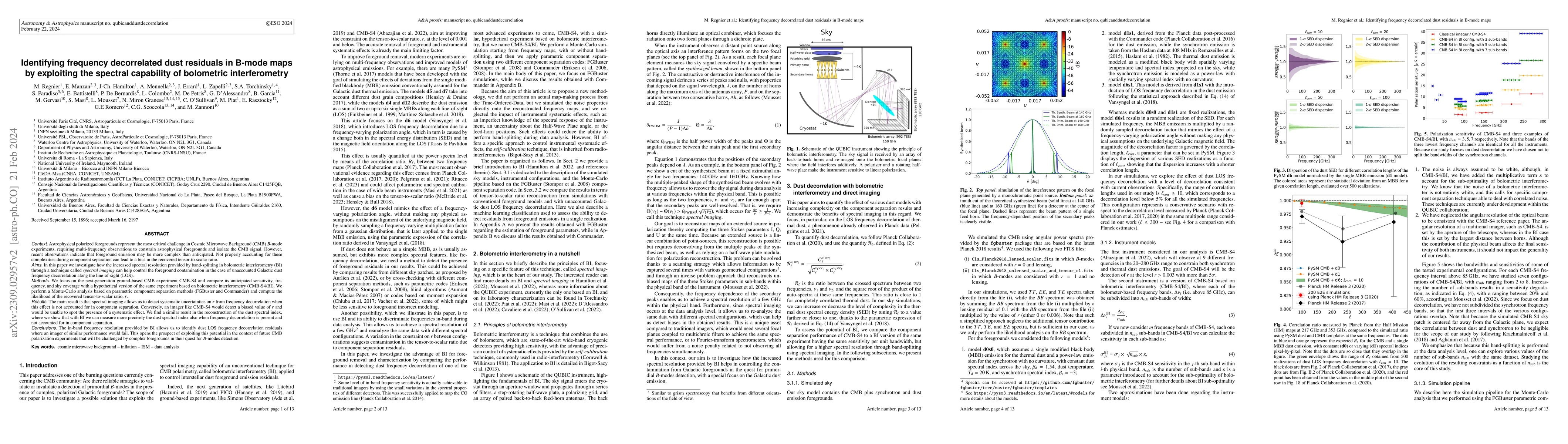Thumbnail for Identifying frequency decorrelated dust residuals in B-mode maps by
  exploiting the spectral capability of bolometric interferometry