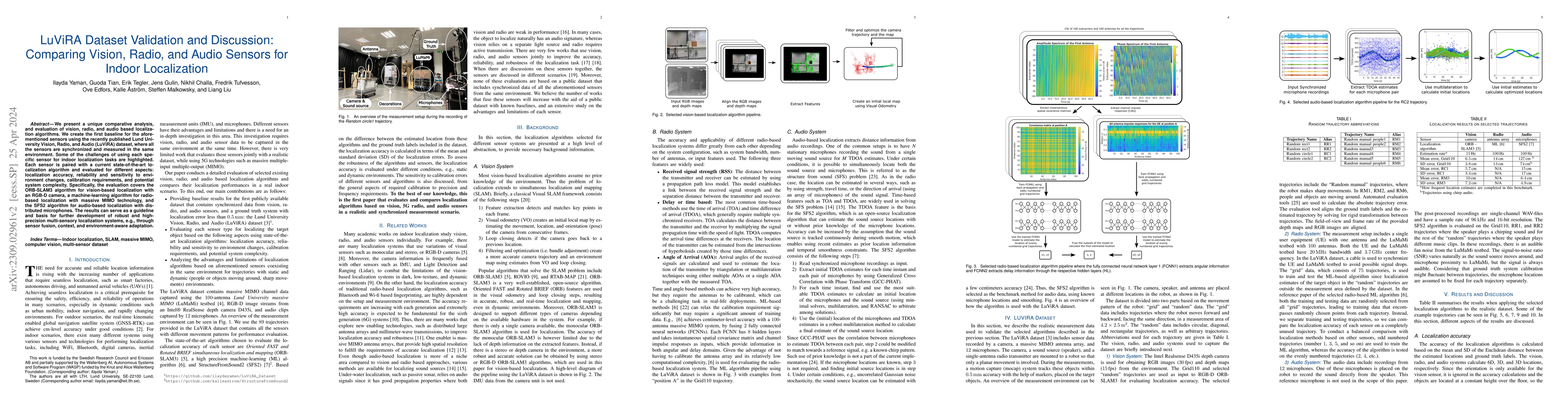 Thumbnail for LuViRA Dataset Validation and Discussion: Comparing Vision, Radio, and
  Audio Sensors for Indoor Localization