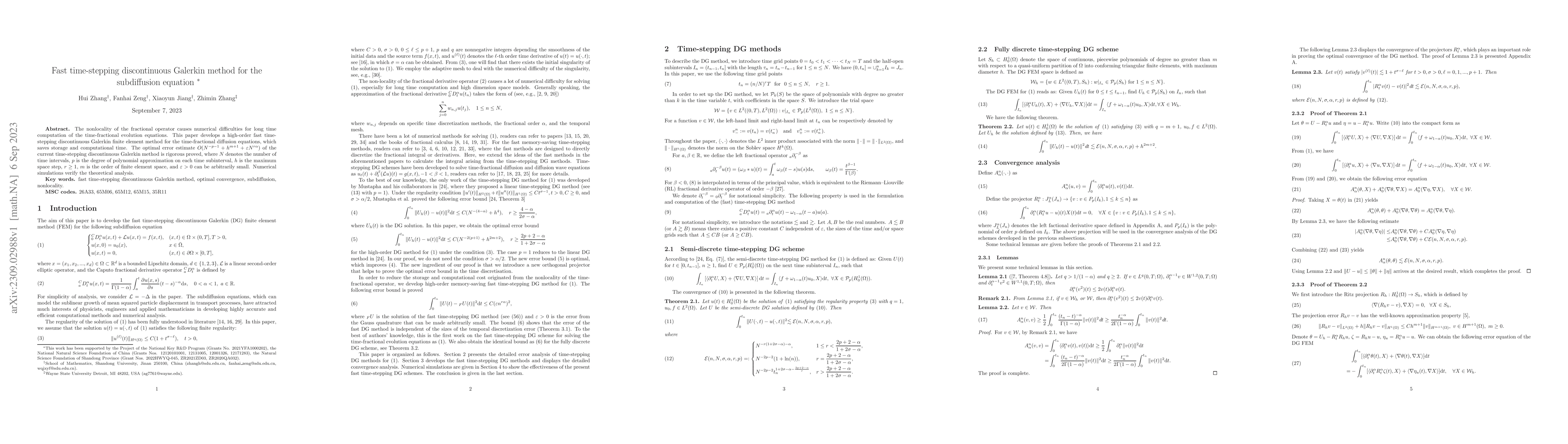 Thumbnail for Fast time-stepping discontinuous Galerkin method for the subdiffusion
  equation