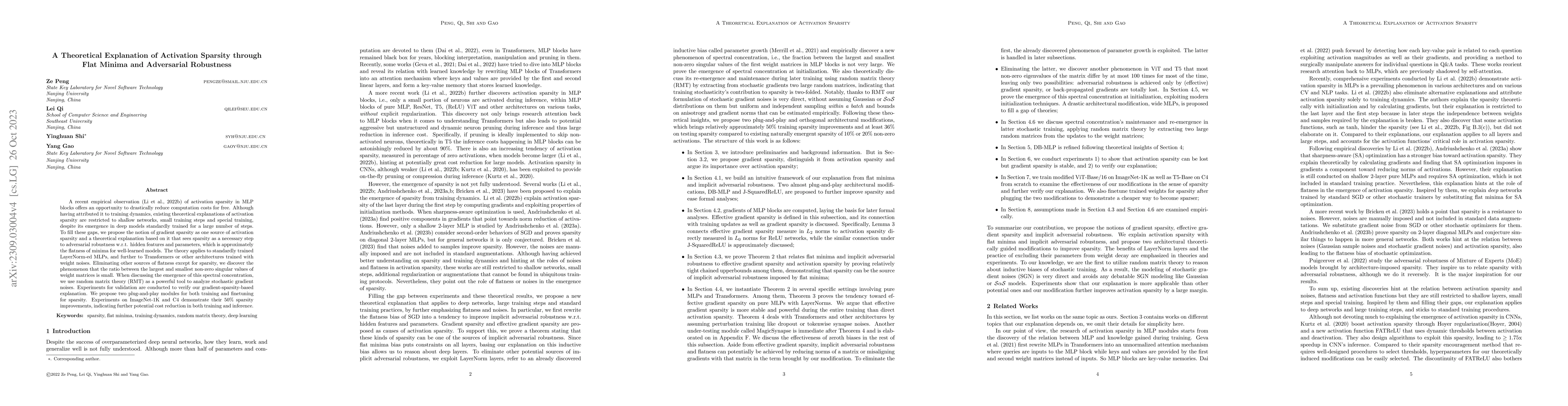 Thumbnail for A Theoretical Explanation of Activation Sparsity through Flat Minima and
  Adversarial Robustness