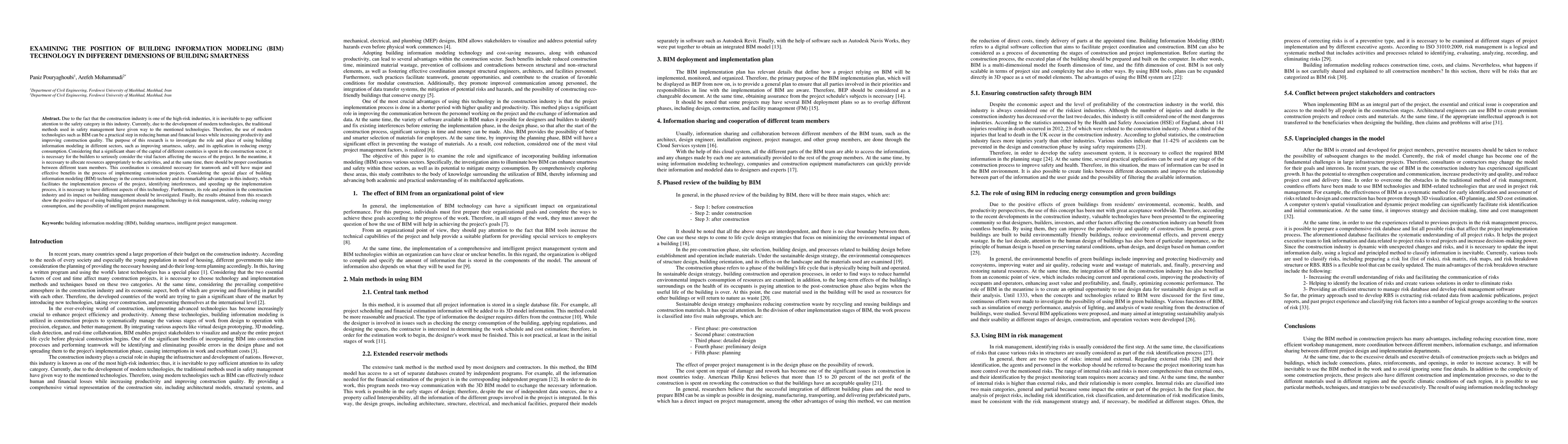 Thumbnail for Examining the position of building information modeling (BIM) technology
  in different dimensions of building smartness