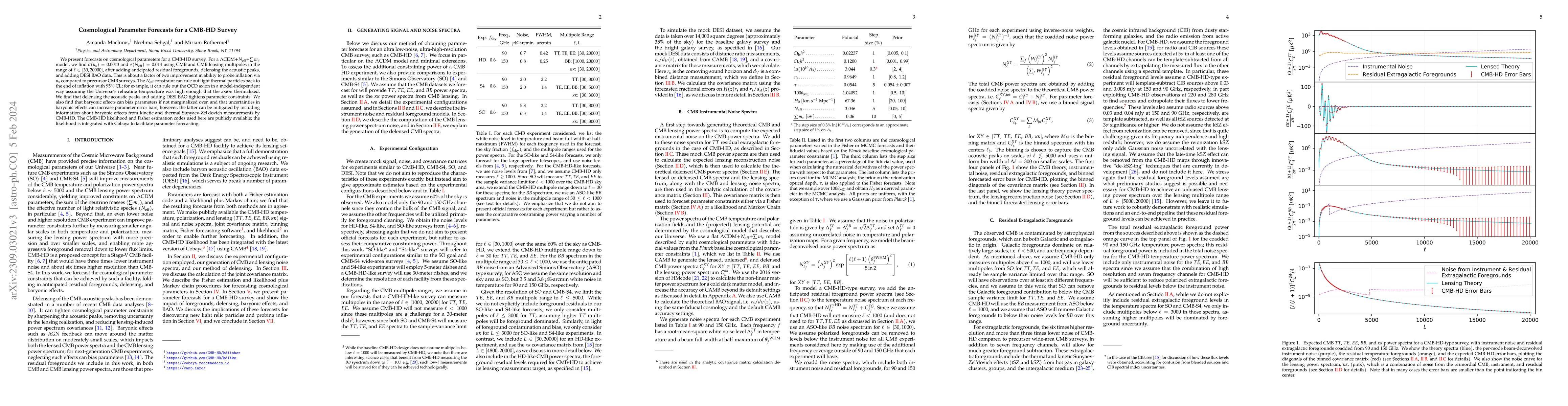 Thumbnail for Cosmological Parameter Forecasts for a CMB-HD Survey