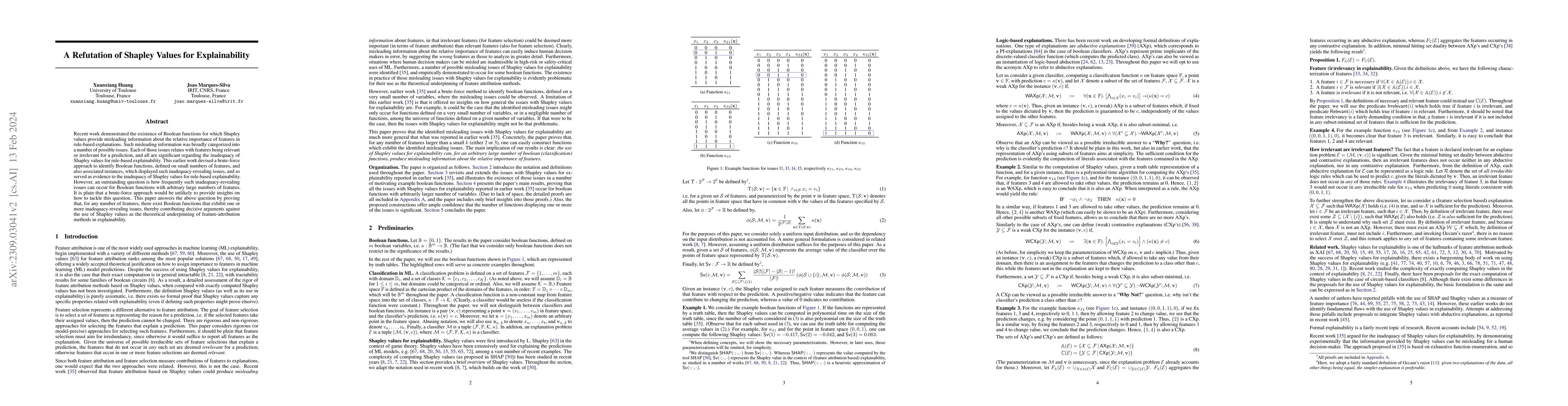 Thumbnail for A Refutation of Shapley Values for Explainability