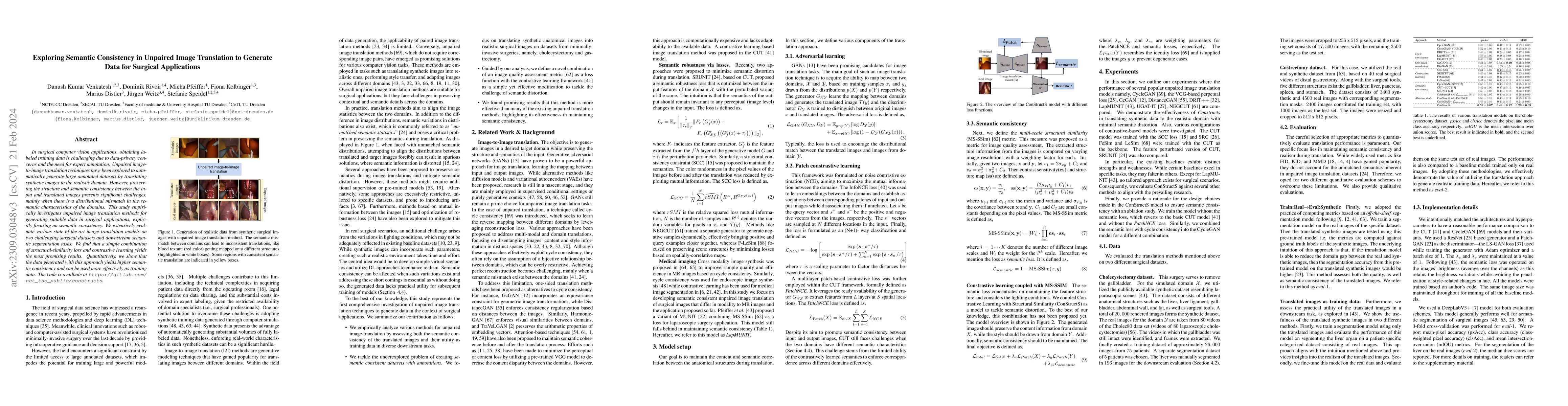 Thumbnail for Exploring Semantic Consistency in Unpaired Image Translation to Generate
  Data for Surgical Applications