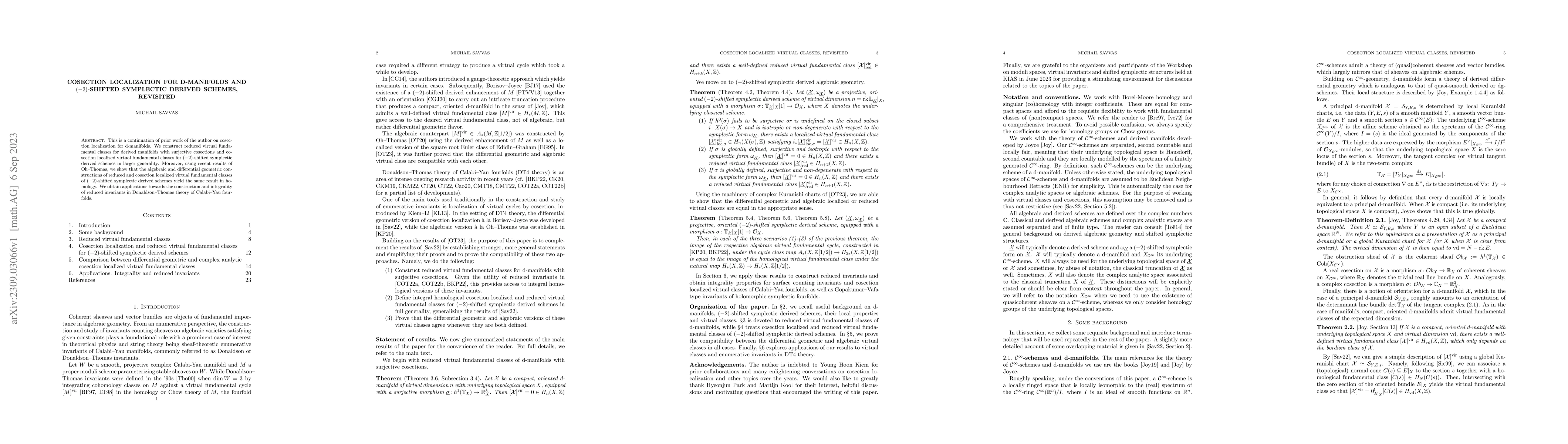 Thumbnail for Cosection Localization for D-Manifolds and $(-2)$-Shifted Symplectic
  Derived Schemes, Revisited