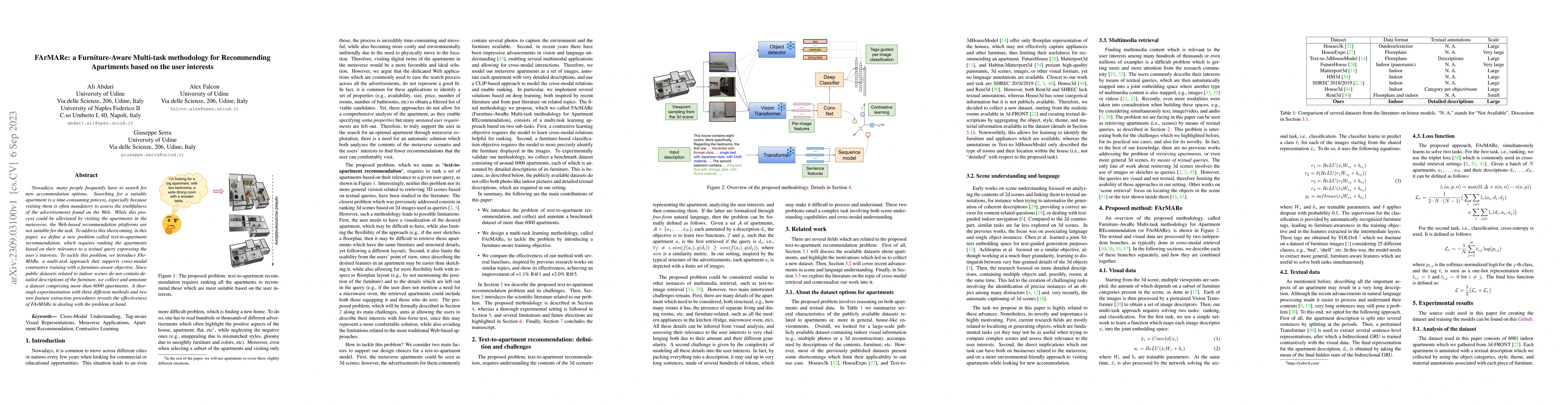 Thumbnail for FArMARe: a Furniture-Aware Multi-task methodology for Recommending
  Apartments based on the user interests