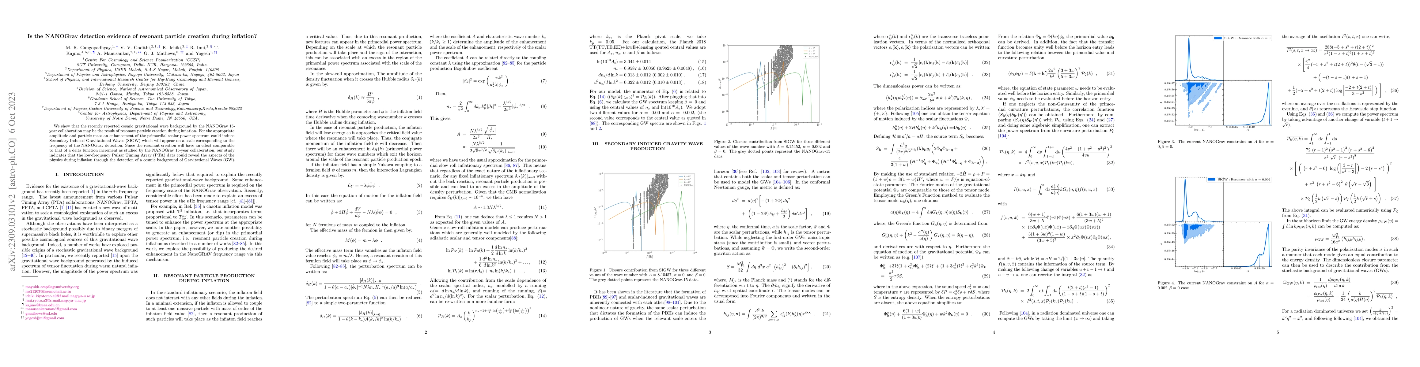 Thumbnail for Is the NANOGrav detection evidence of resonant particle creation during
  inflation?