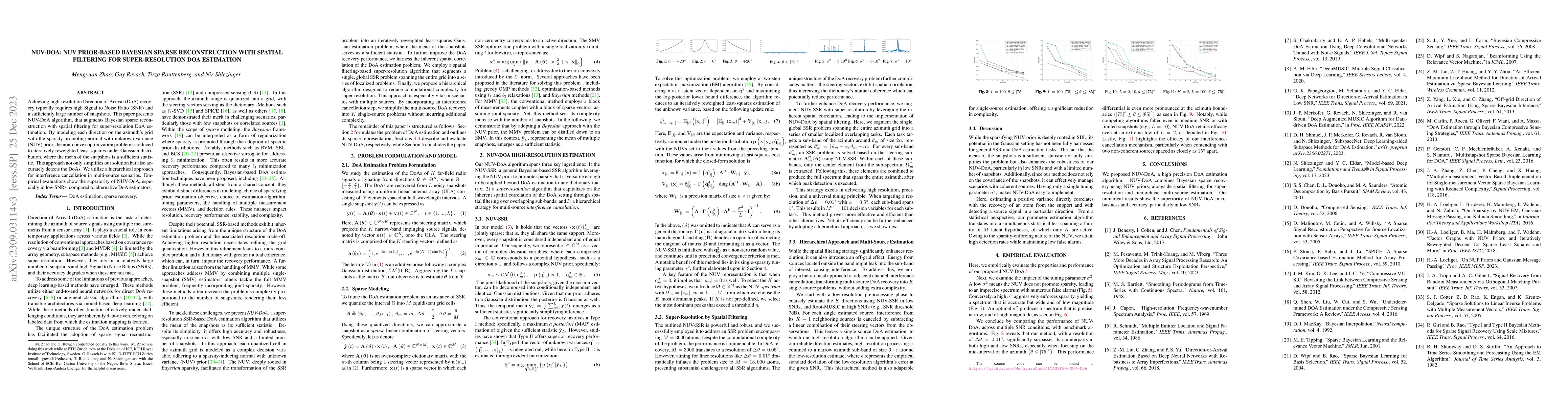 Thumbnail for NUV-DoA: NUV Prior-based Bayesian Sparse Reconstruction with Spatial
  Filtering for Super-Resolution DoA Estimation