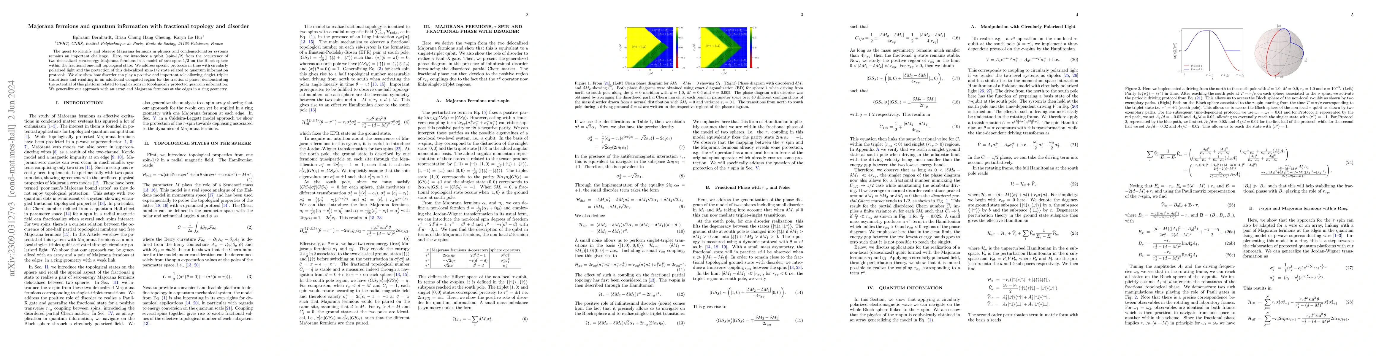 Thumbnail for Majorana fermions and quantum information with fractional topology and
  disorder