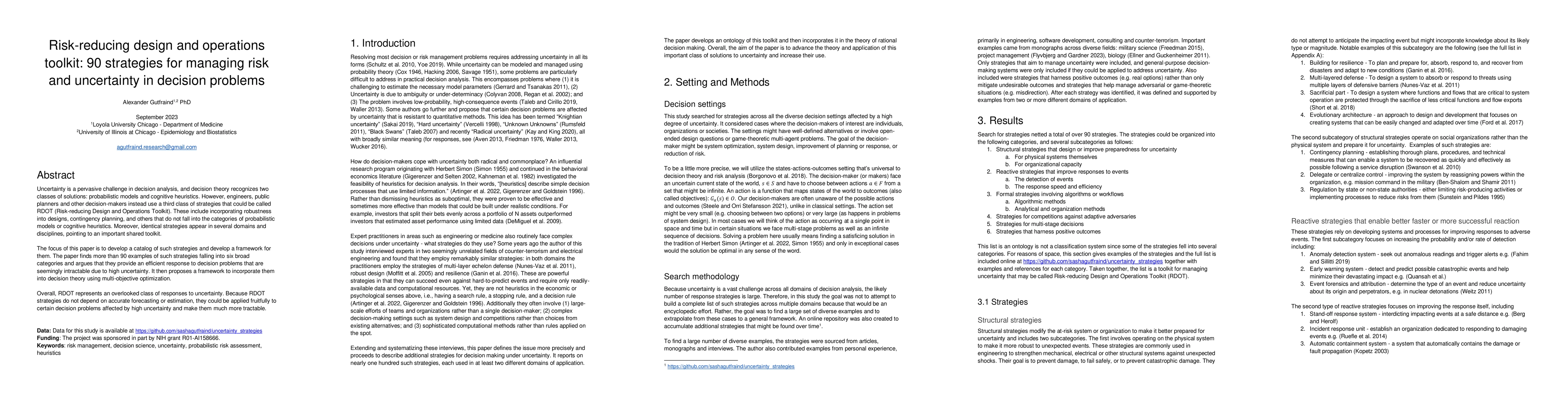 Thumbnail for Risk-reducing design and operations toolkit: 90 strategies for managing
  risk and uncertainty in decision problems