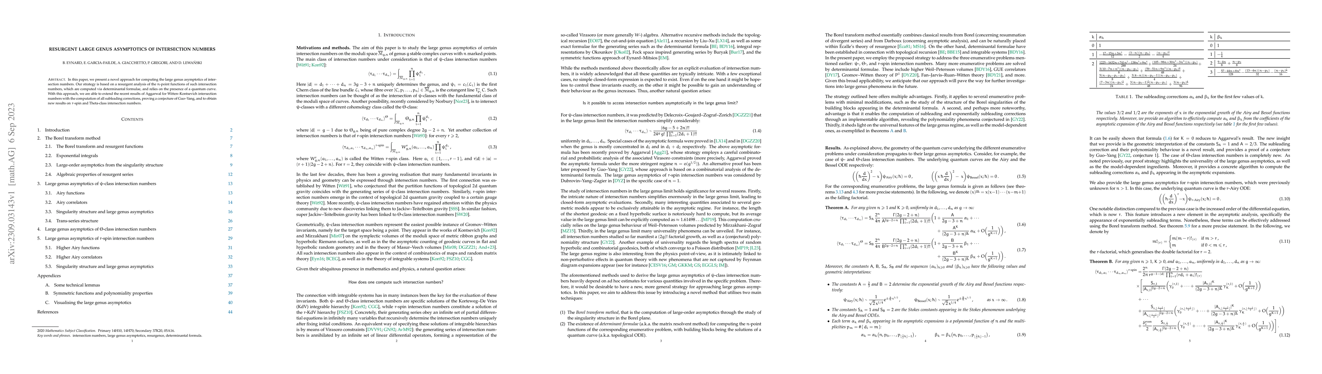 Thumbnail for Resurgent large genus asymptotics of intersection numbers