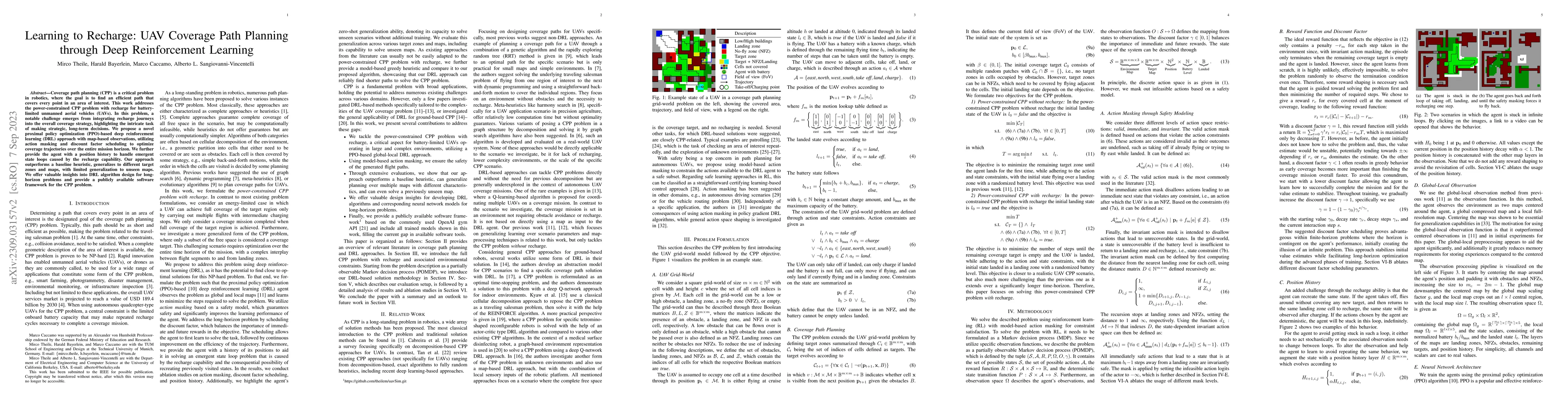 Thumbnail for Learning to Recharge: UAV Coverage Path Planning through Deep
  Reinforcement Learning