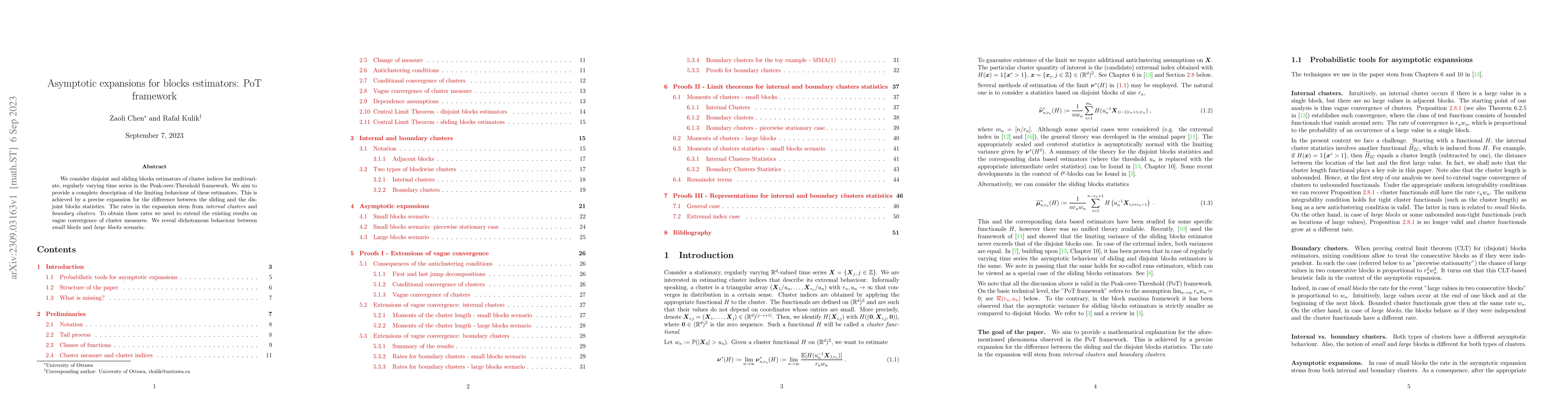 Thumbnail for Asymptotic expansions for blocks estimators: PoT framework