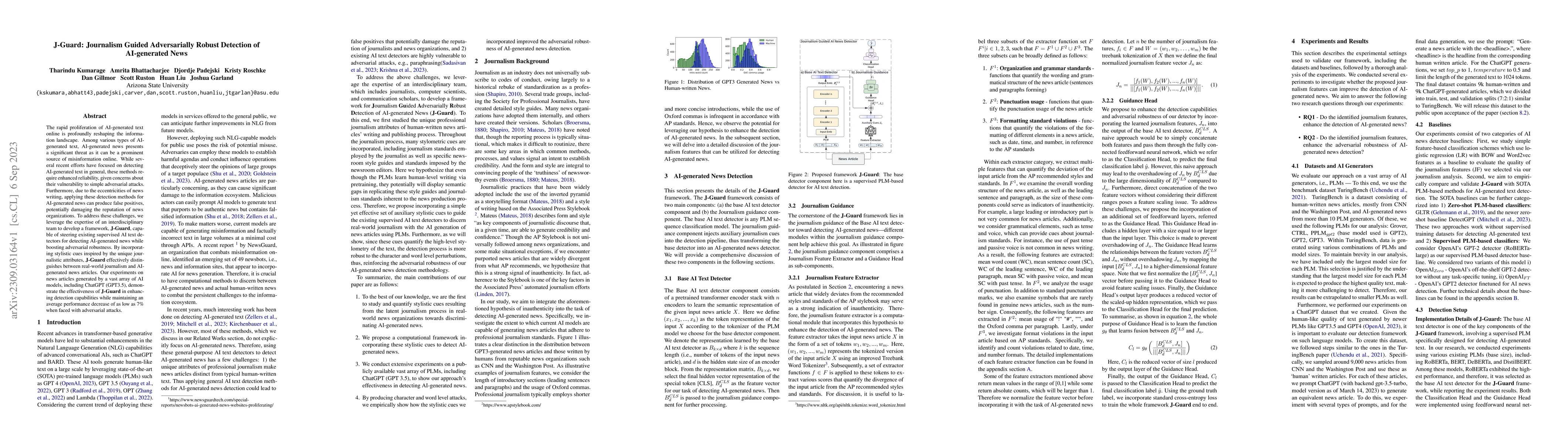 Thumbnail for J-Guard: Journalism Guided Adversarially Robust Detection of
  AI-generated News