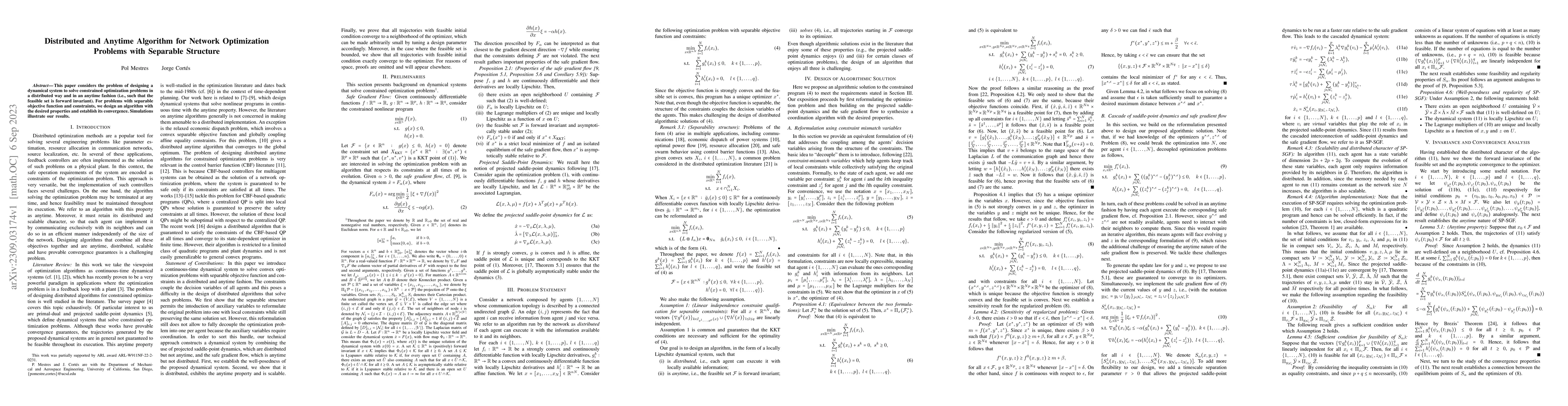 Thumbnail for Distributed and Anytime Algorithm for Network Optimization Problems with
  Separable Structure