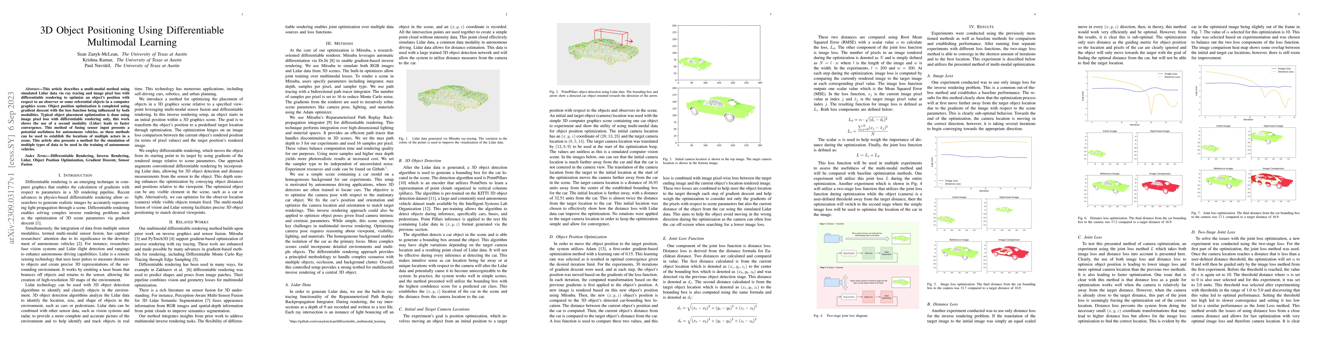 Thumbnail for 3D Object Positioning Using Differentiable Multimodal Learning