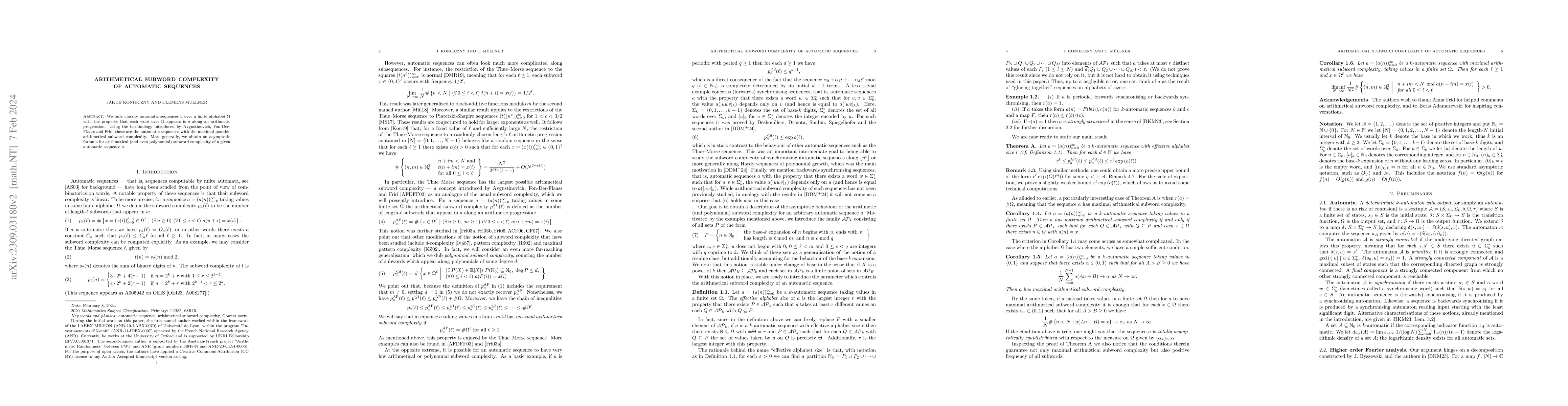 Thumbnail for Arithmetical subword complexity of automatic sequences