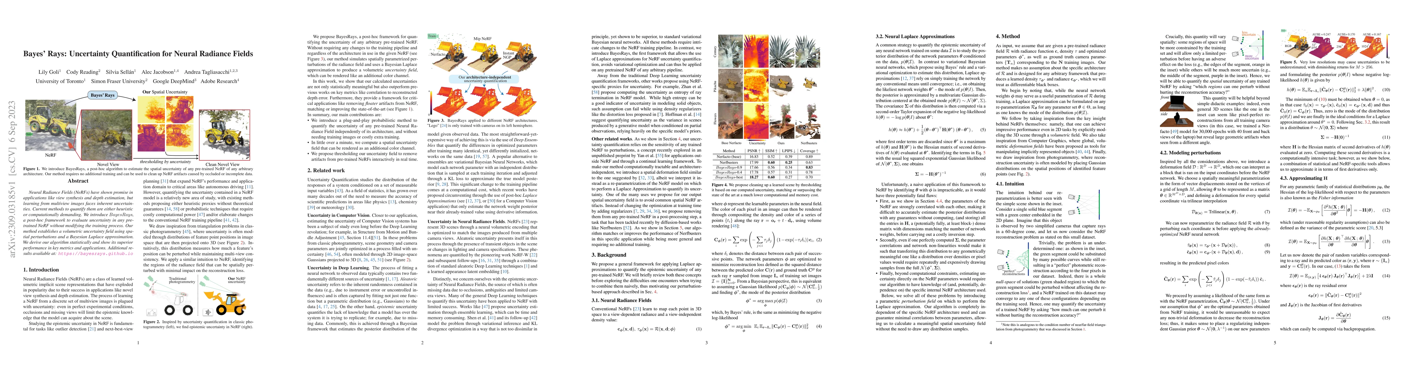 Thumbnail for Bayes' Rays: Uncertainty Quantification for Neural Radiance Fields