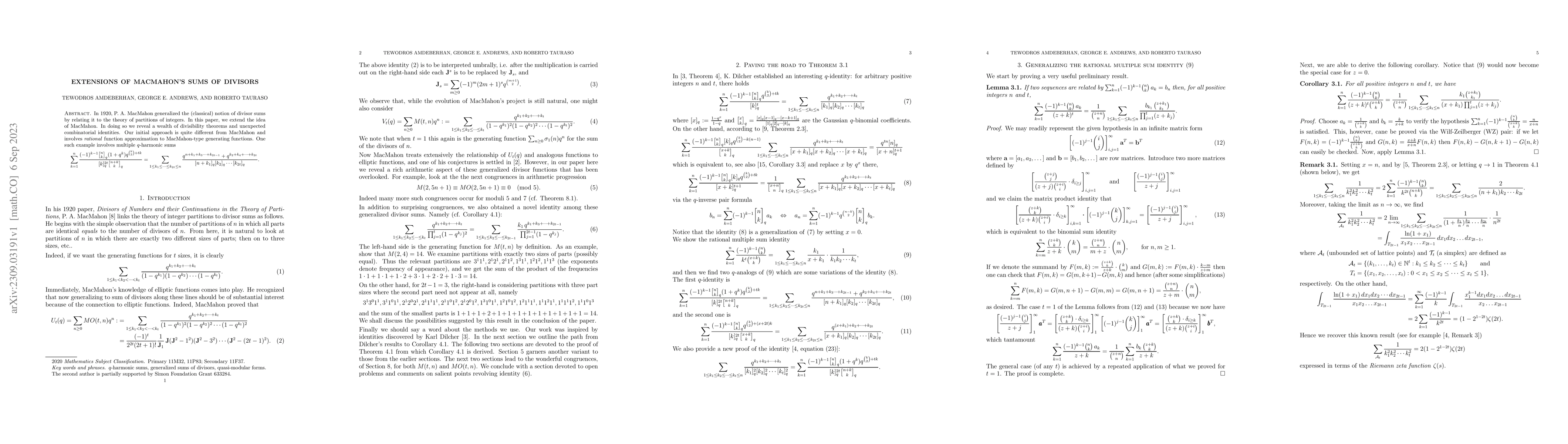 Thumbnail for Extensions of MacMahon's sums of divisors