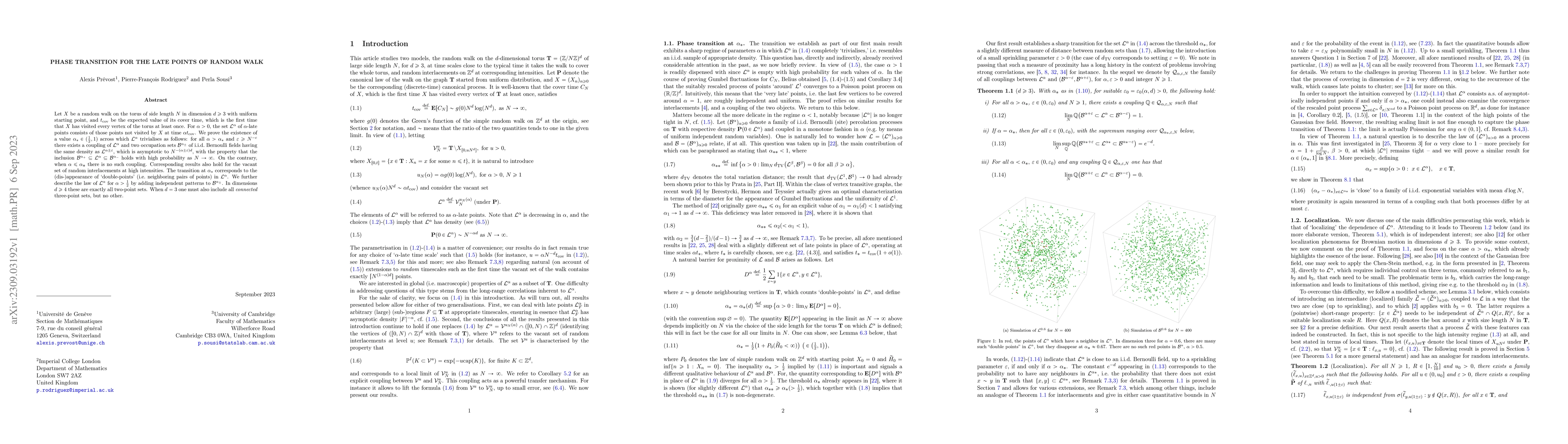 Thumbnail for Phase transition for the late points of random walk