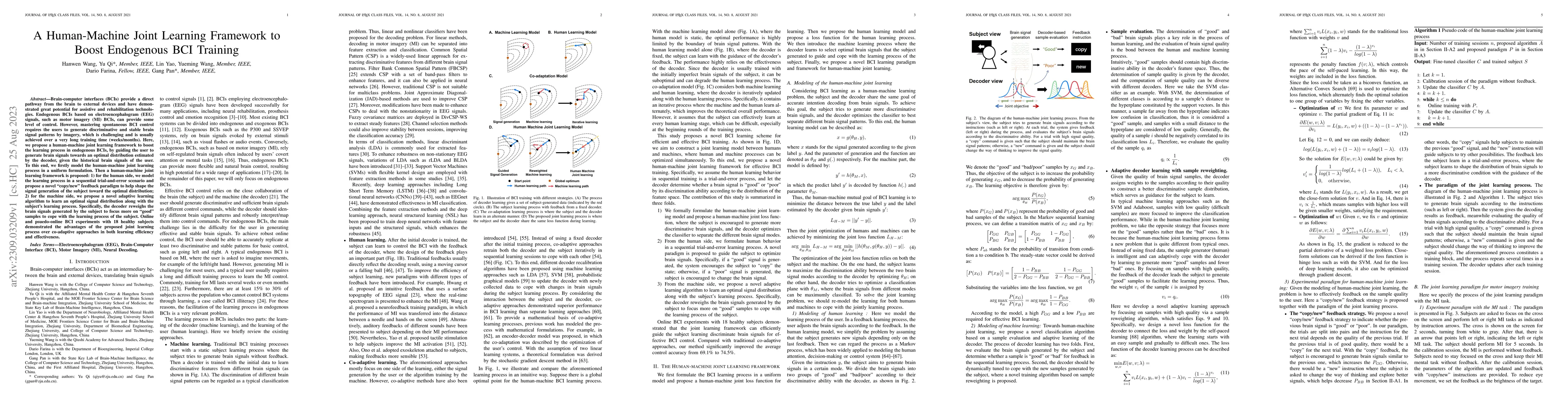 Thumbnail for A Human-Machine Joint Learning Framework to Boost Endogenous BCI
  Training