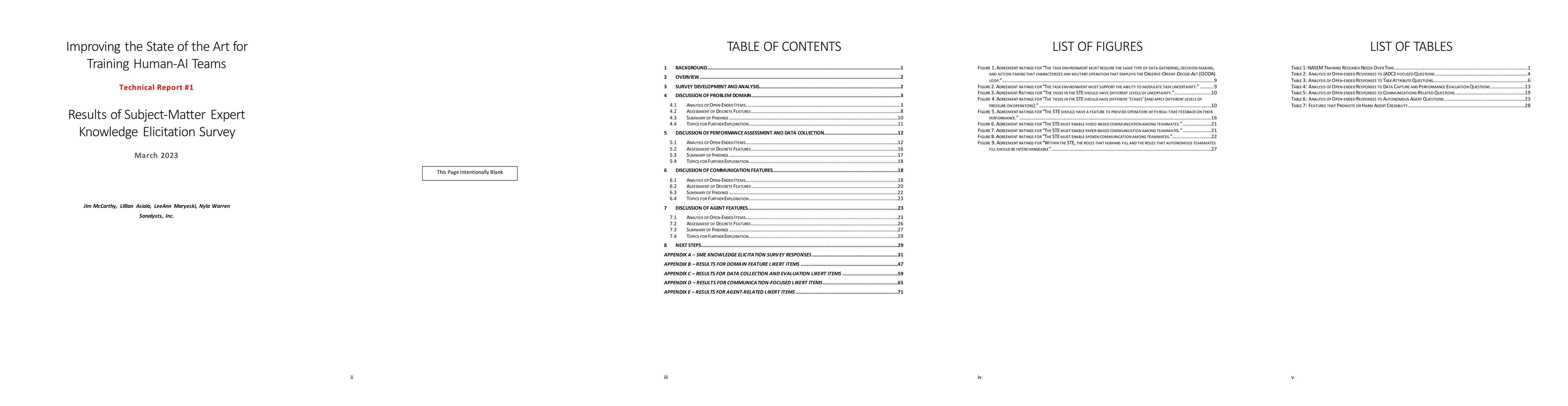 Thumbnail for Improving the State of the Art for Training Human-AI Teams: Technical
  Report #1 -- Results of Subject-Matter Expert Knowledge Elicitation Survey