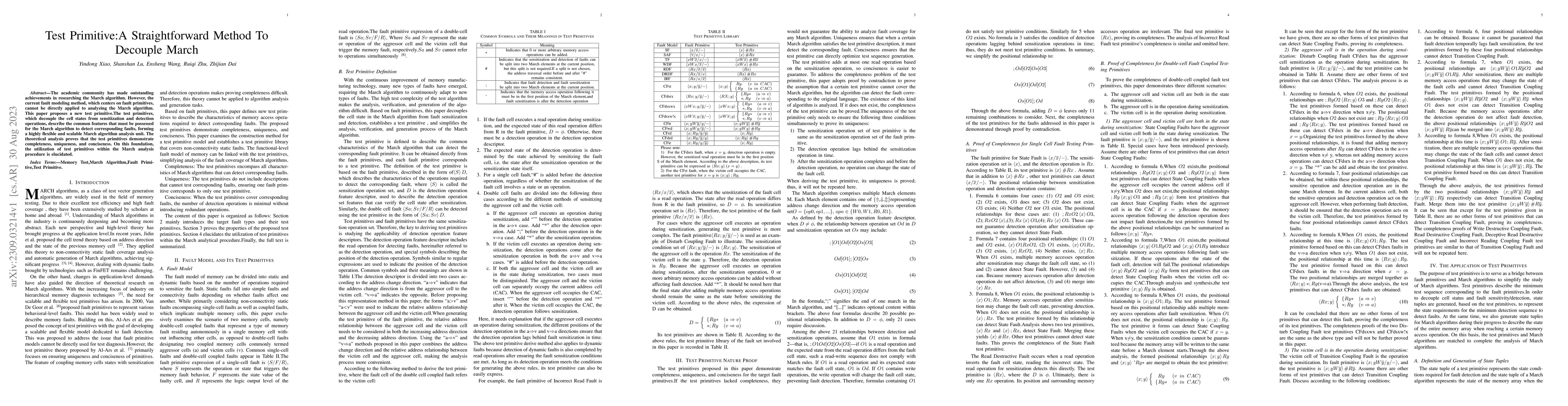 Thumbnail for Test Primitive:A Straightforward Method To Decouple March
