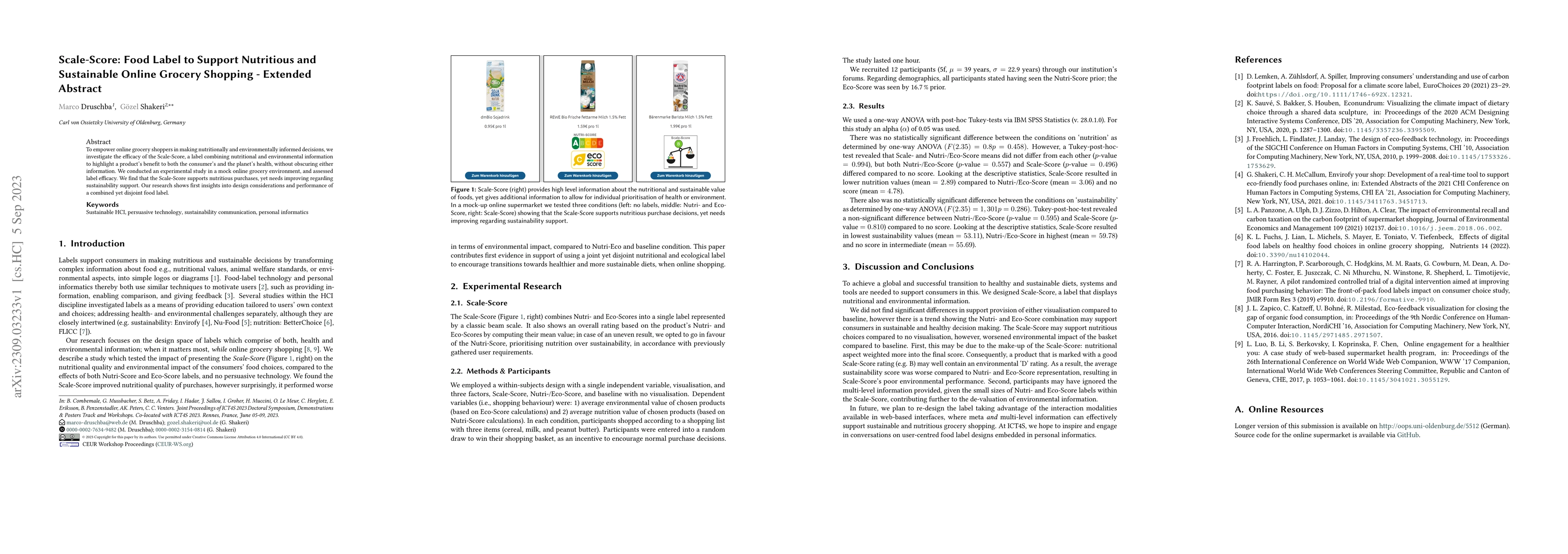 Thumbnail for Scale-Score: Food Label to Support Nutritious and Sustainable Online
  Grocery Shopping