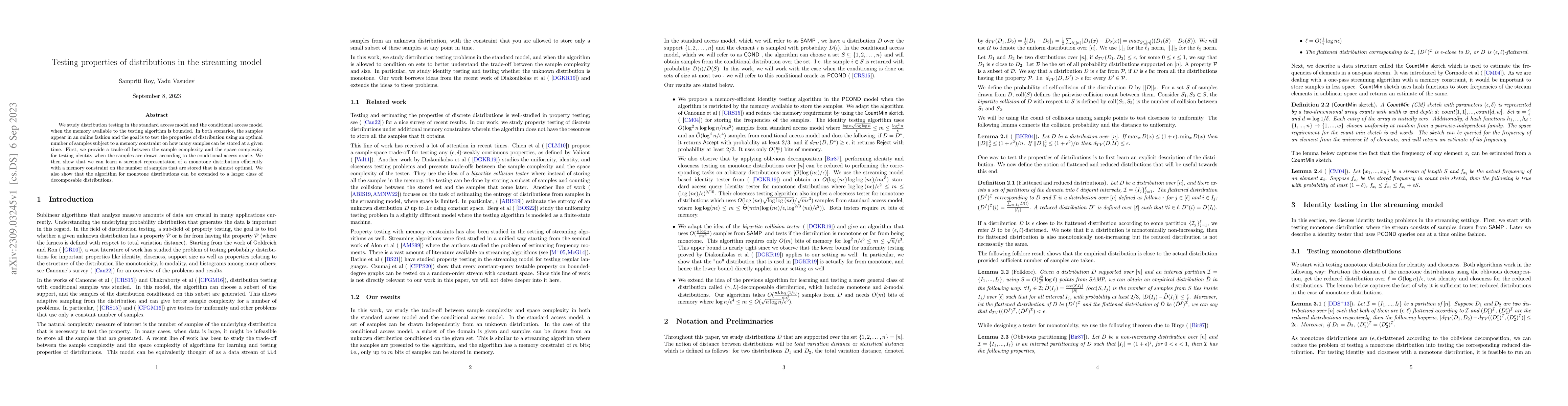 Thumbnail for Testing properties of distributions in the streaming model