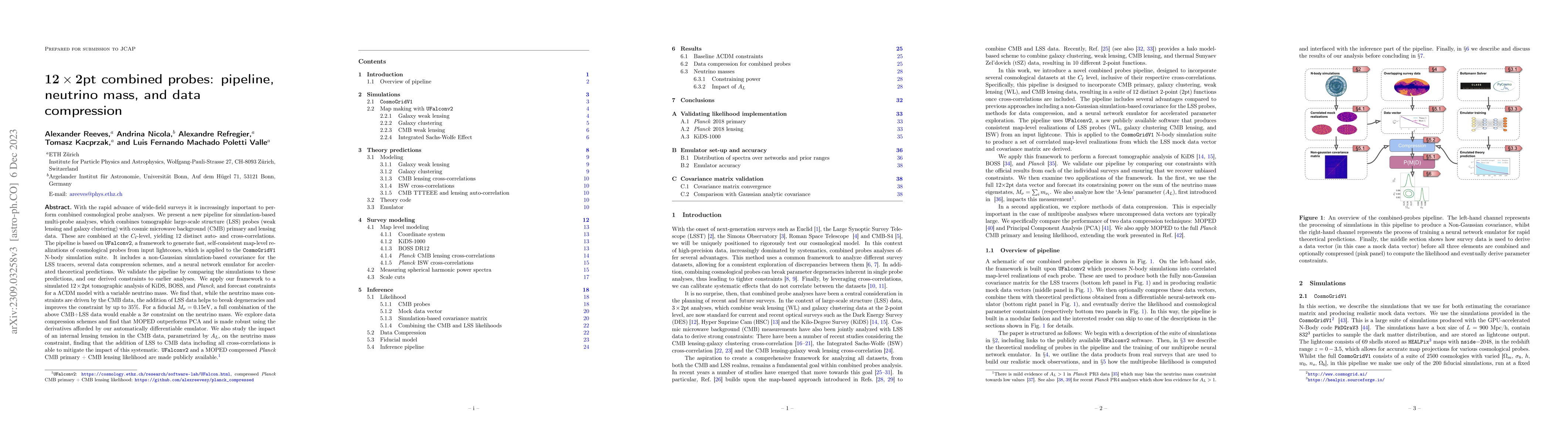 Thumbnail for $\mathbf{12\times2}$pt combined probes: pipeline, neutrino mass, and
  data compression