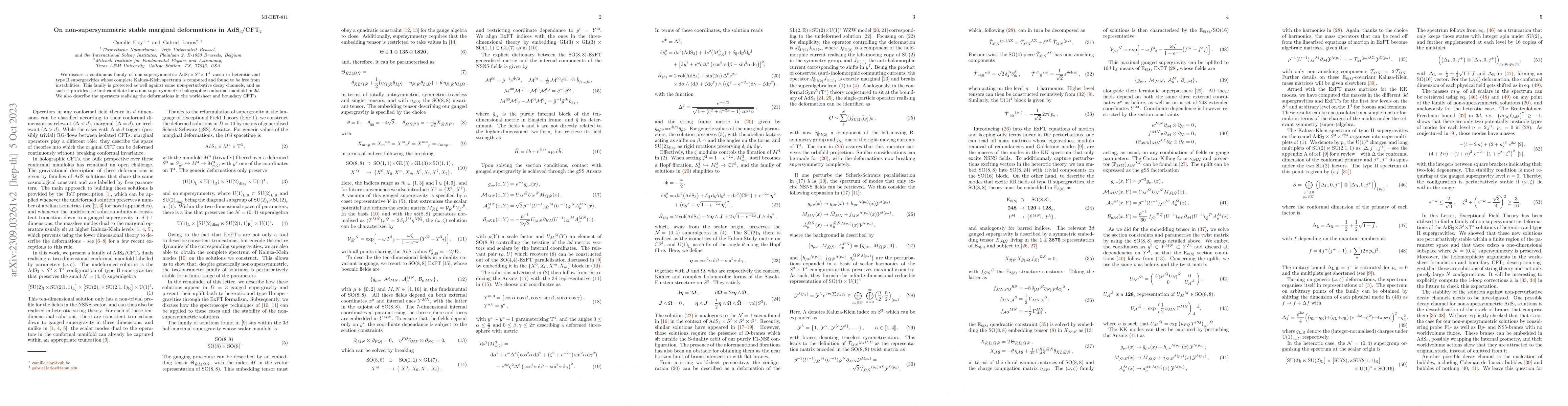 Thumbnail for On non-supersymmetric stable marginal deformations in AdS$_3$/CFT$_2$