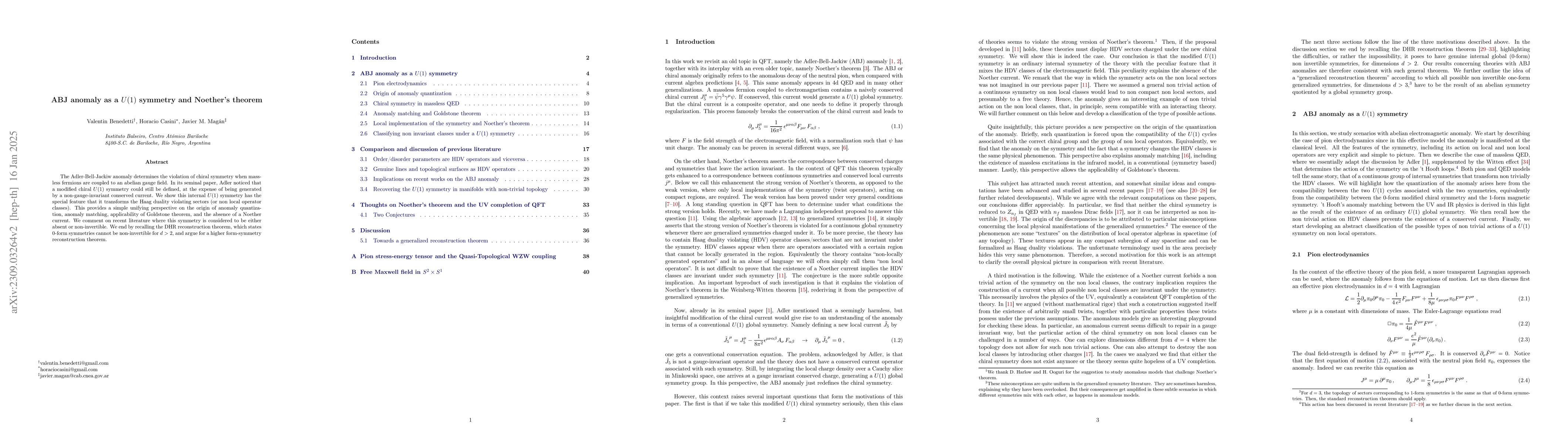 Thumbnail for ABJ anomaly as a U(1) symmetry and Noether's theorem