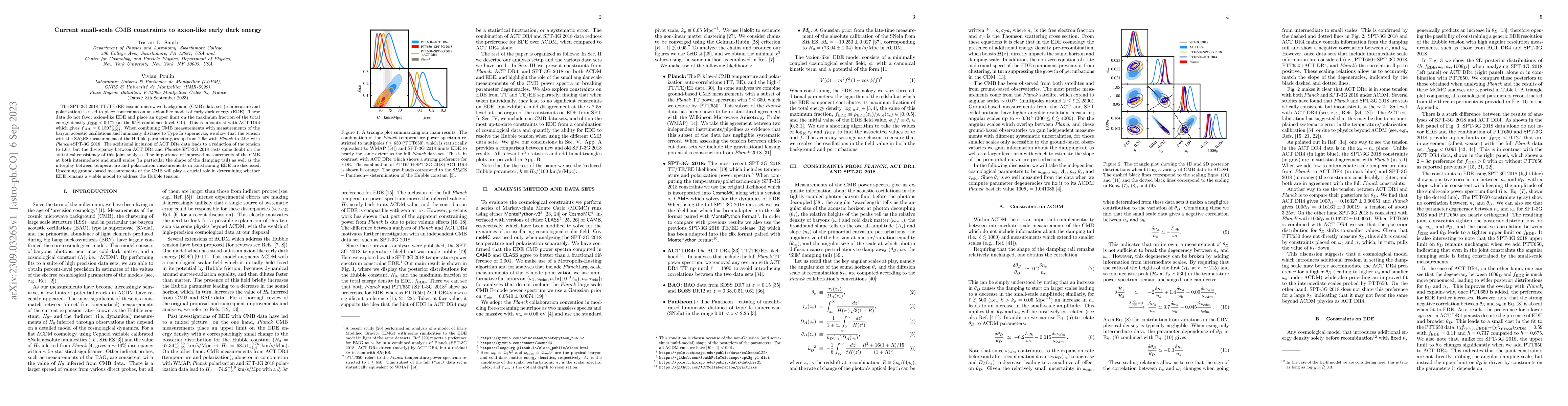 Thumbnail for Current small-scale CMB constraints to axion-like early dark energy