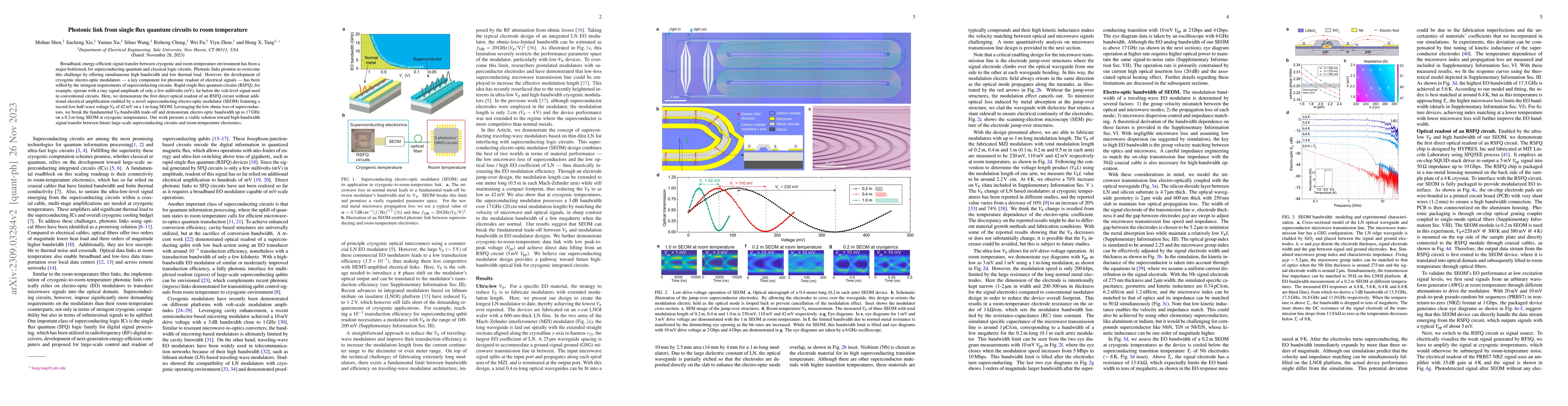 Thumbnail for Photonic link from single flux quantum circuits to room temperature
