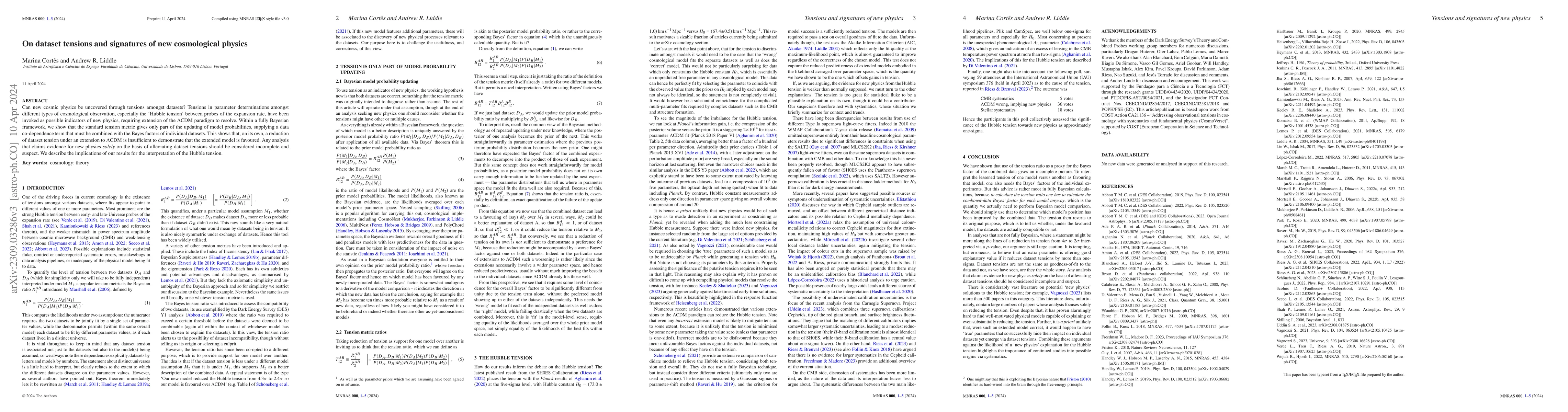 Thumbnail for On dataset tensions and signatures of new cosmological physics