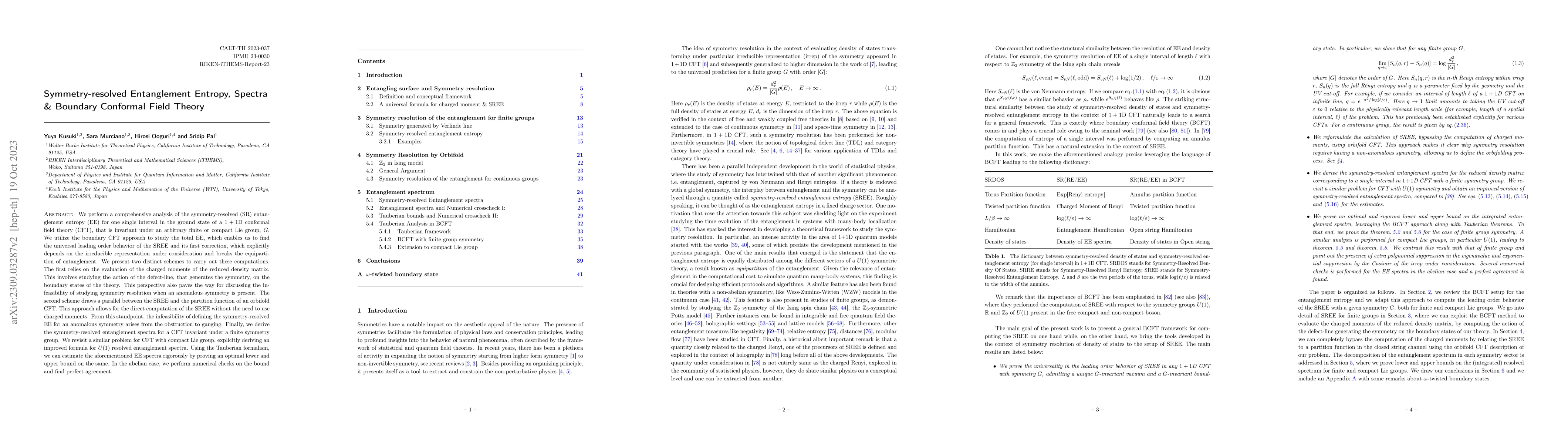 Thumbnail for Symmetry-resolved Entanglement Entropy, Spectra & Boundary Conformal
  Field Theory