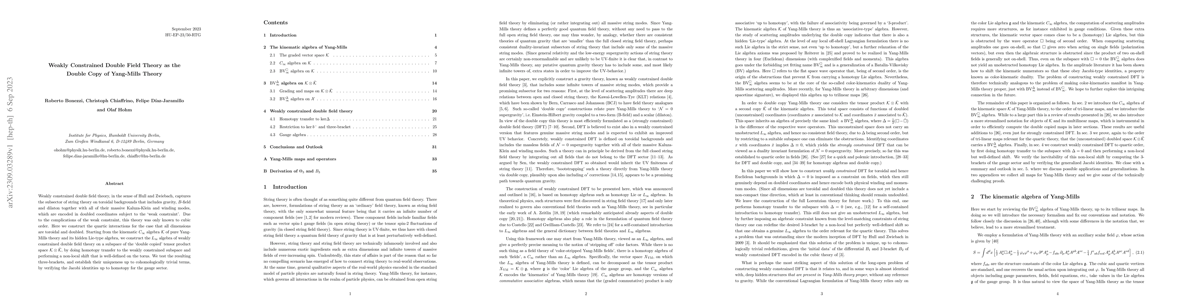 Thumbnail for Weakly Constrained Double Field Theory as the Double Copy of Yang-Mills
  Theory