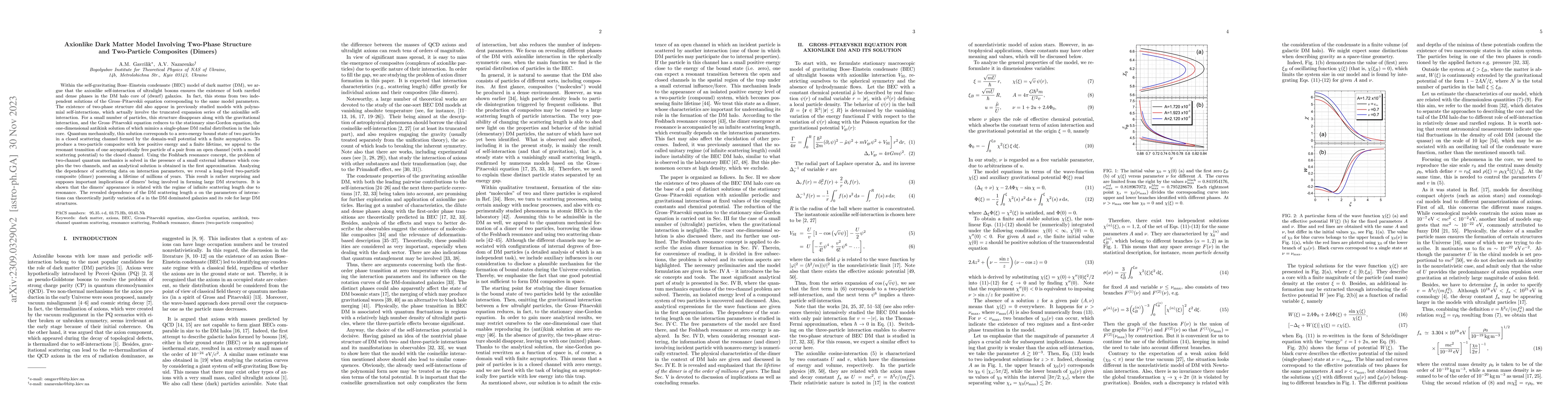Thumbnail for Axionlike Dark Matter Model Involving Two-Phase Structure and
  Two-Particle Composites (Dimers)