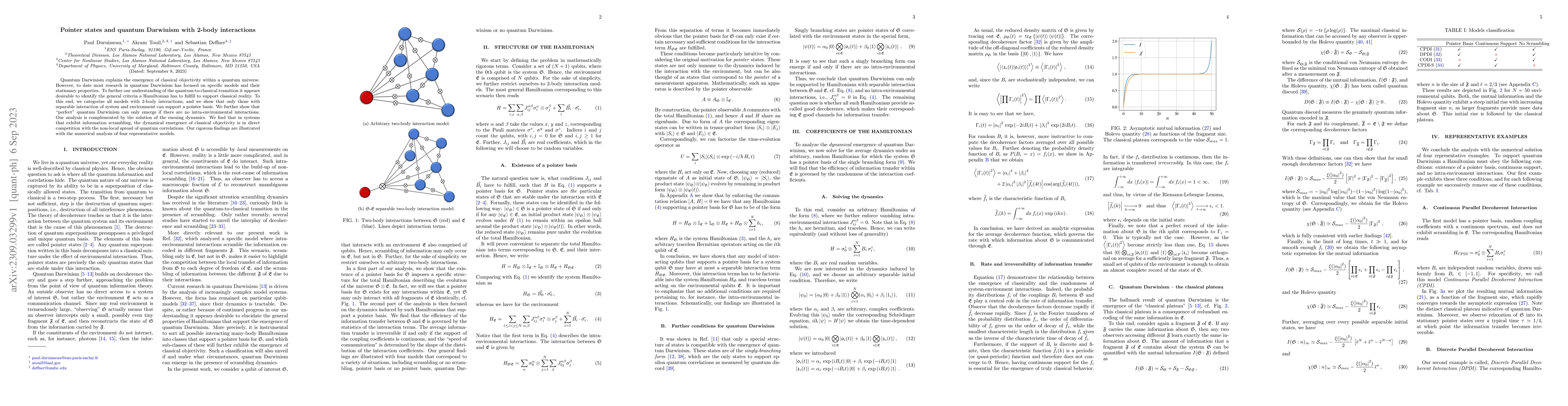 Thumbnail for Pointer states and quantum Darwinism with 2-body interactions