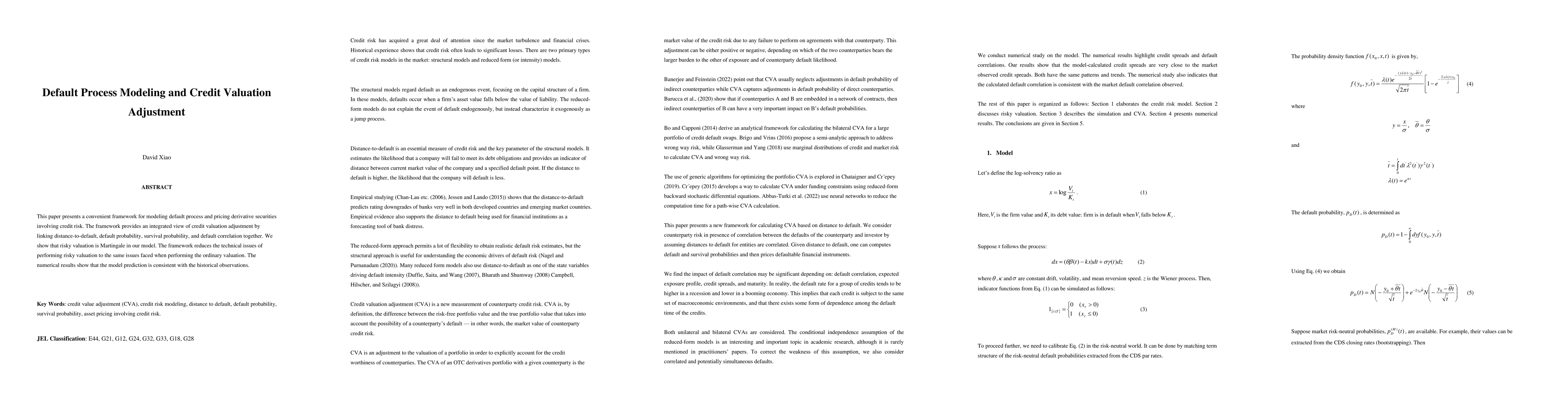 Thumbnail for Default Process Modeling and Credit Valuation Adjustment