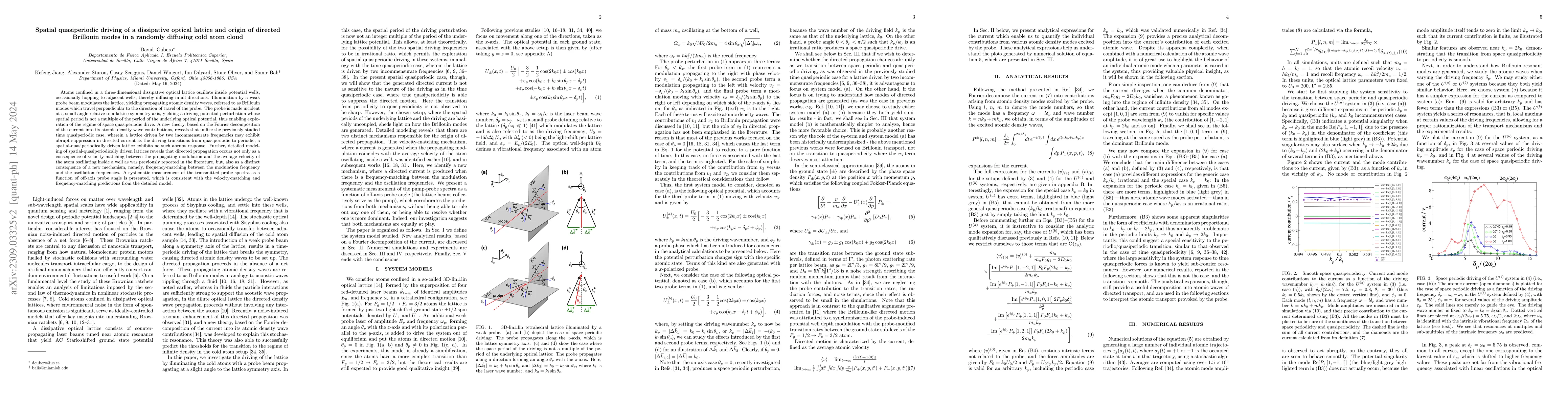 Thumbnail for Spatial quasiperiodic driving of a dissipative optical lattice and
  origin of directed Brillouin modes in a randomly diffusing cold atom cloud